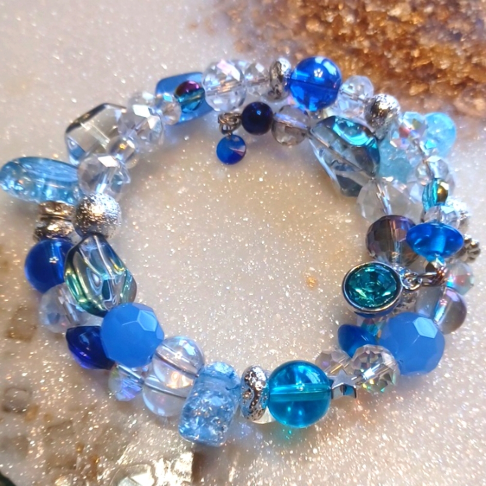 Nebula Luxe Blue Waterfall Planet Bracelet
